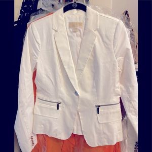 Michael Kors White Blazer silver zippers &buttons